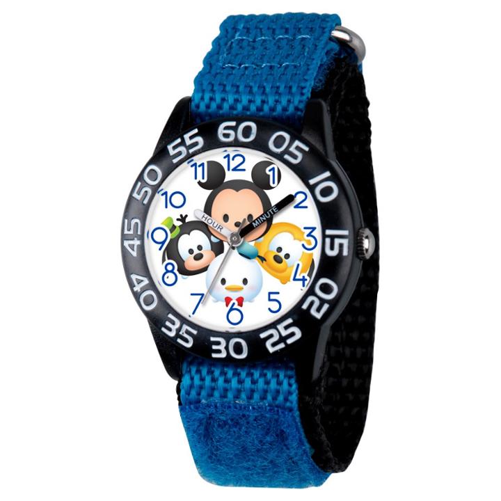 Boys' Disney Mickey Mouse-goofy-pluto And Donald Black Plastic Time Teacher Watch - Blue