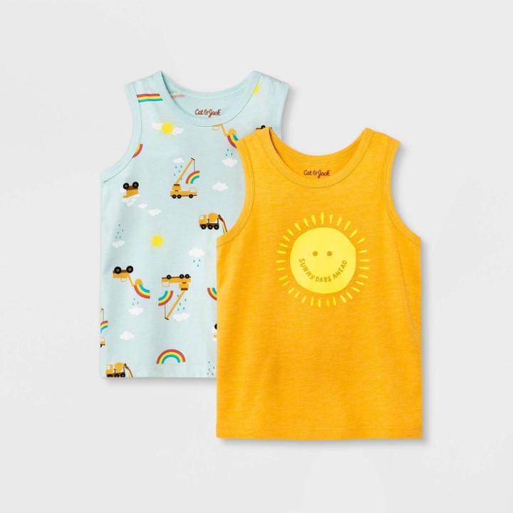 Toddler Boys' 2pk Rainbow And Sun Graphic Tank Top - Cat & Jack Yellow/light Green