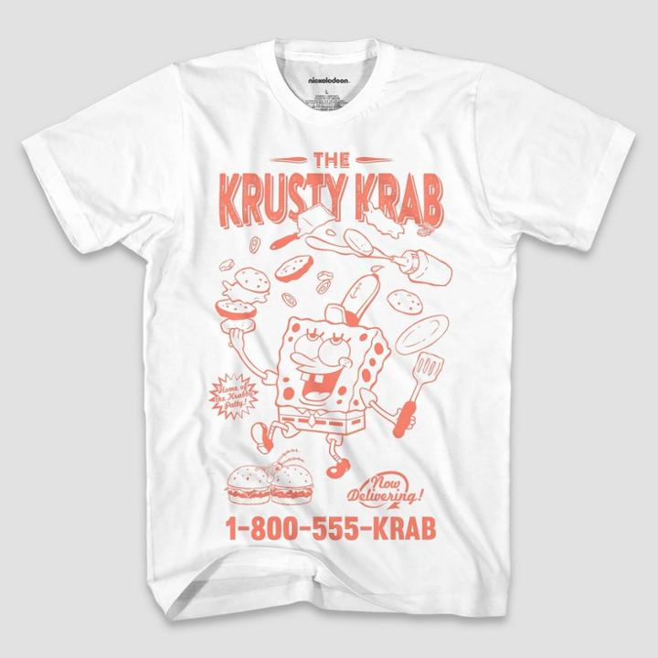 Spongebob Squarepants Men's Spongebob Short Sleeve Graphic T-shirt - White