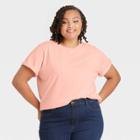 Women's Plus Size Short Sleeve T-shirt - Ava & Viv Peach Orange