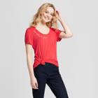Women's Mas Siestas Por Favor Short Sleeve Embroidered Drapey Graphic T-shirt - Fifth Sun (juniors') Coral
