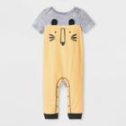 Petitebaby Short Sleeve Tiger Face Critter Romper - Cat & Jack Yellow/gray Newborn, Kids Unisex