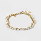 14k Gold Dipped Cubic Zirconia Opalite Beaded Bracelet - A New Day Clear