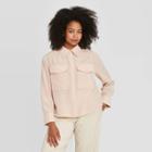 Women's Long Sleeve Silky Utility Button-up Shirt - Prologue Rose