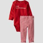 Baby Organic Cotton 'love' Bodysuit And Pants Set - Little Planet By Carter's White/red Newborn