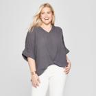 Women's Plus Size Wrap Front Blouse - Universal Thread Gray