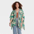 Women's Floral Print 3/4 Sleeve Wrap Jacket - Knox Rose Green