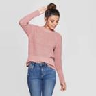 Women's Long Sleeve Crewneck Raglan Pullover Sweater - Universal Thread Pink