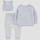 Carter's Just One You Baby 3pc Bear Top & Bottom Set - Gray Newborn