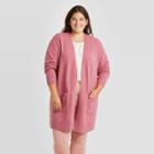 Women's Plus Size Open-front Cozy Cardigan - A New Day Light Purple