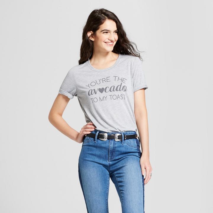 Target Women's You're The Avocado To My Toast Short Sleeve Graphic T-shirt - Zoe+liv (juniors') - Gray