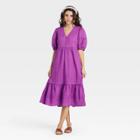 Women's Puff Elbow Sleeve Dress - Universal Thread Purple