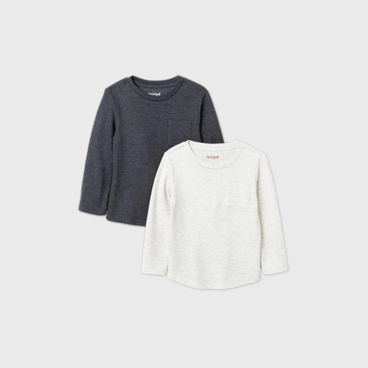 Toddler Boys' 2pc Ottoman Knit T-shirt - Cat & Jack Cream