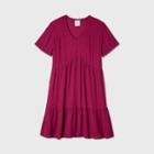 Women's Short Sleeve Clip Dot Dress - Knox Rose Red