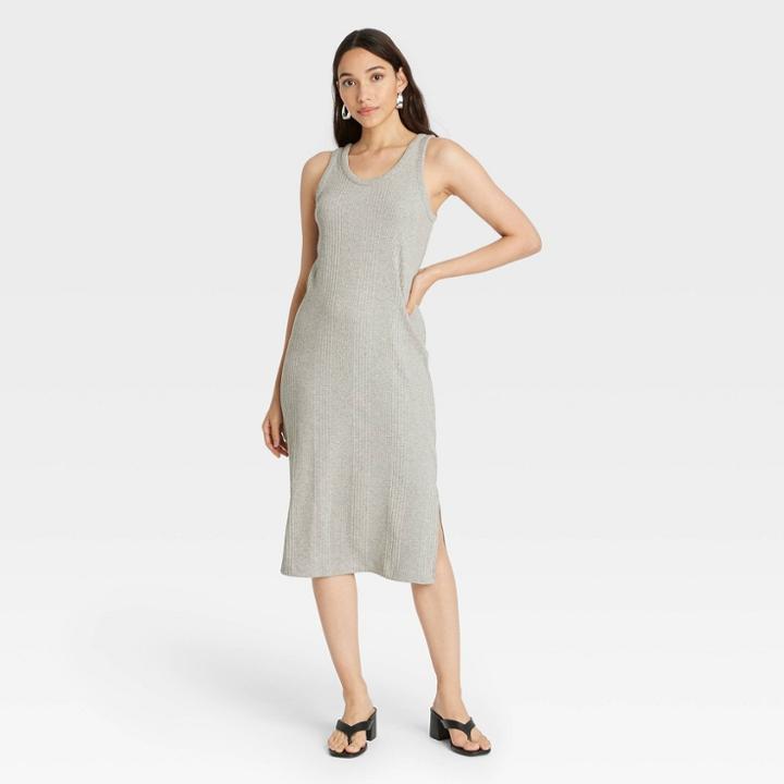 Women's Rib Knit Tank Dress - A New Day Gray