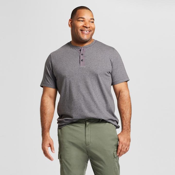 Men's Big & Tall Standard Fit Short Sleeve Henley Shirt - Goodfellow & Co Railroad Gray