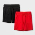 Toddler Boys' 2pk Adaptive Knit Pull-on Shorts Cat & Jack - Black/red