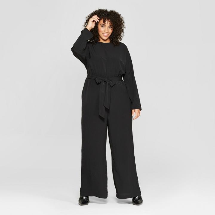 Women's Plus Size Long Sleeve Crew Neck Jumpsuit - Who What Wear Black