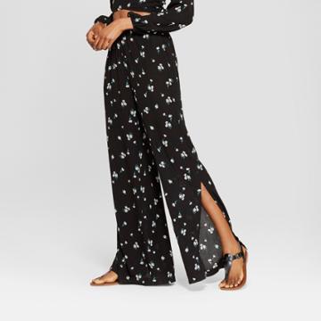 Women's Floral Print Split Leg Pants - Soul Cake (juniors') Black