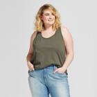 Women's Plus Size Lafayette Knit Tank Top - Universal Thread Olive (green)