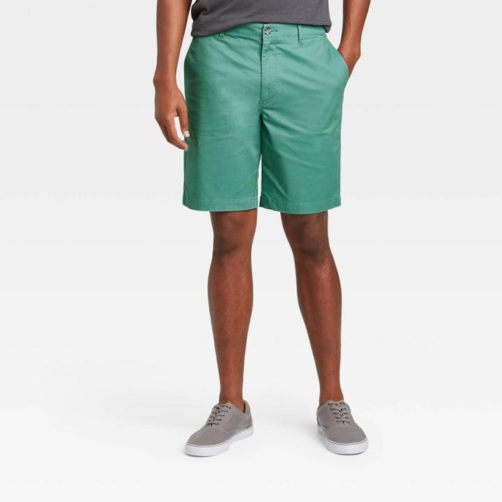 Men's 9 Flat Front Shorts - Goodfellow & Co Dusky Green