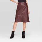 Women's High-rise A Line Leather Skirt - A New Day Brown