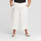 Women's Plus Size High-rise Cropped Wide Leg Pants - Prologue White