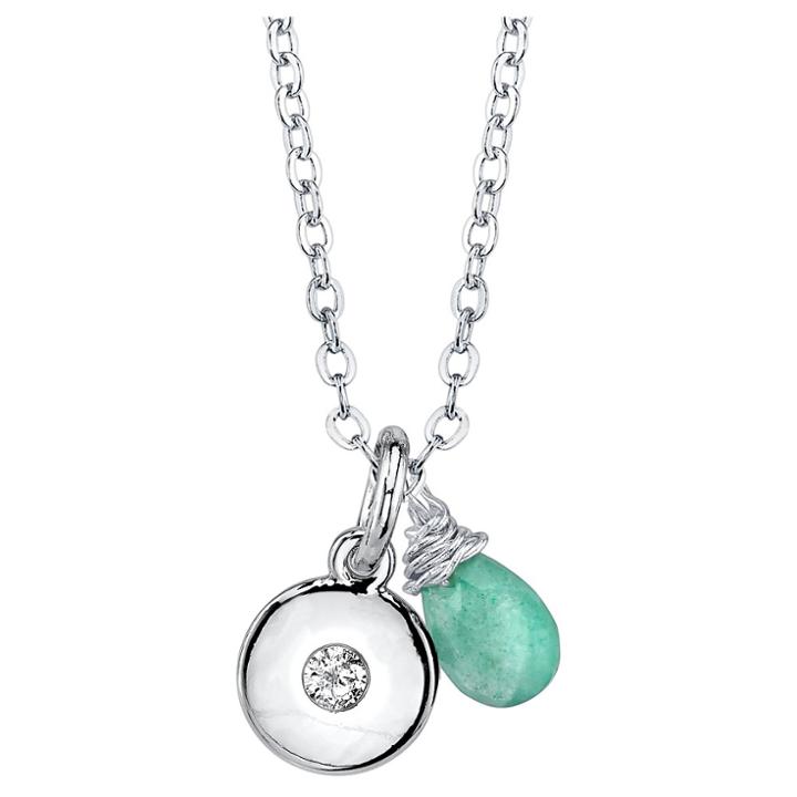 Target Women's Silver Plated Peridot Briolette Charm Necklace -