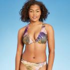Women's Tall Triangle Ring Detail Bikini Top - Shade & Shore Acai Purple Palm Print