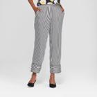 Women's Striped Straight Leg Pajama Crop Pants - Who What Wear Black/white