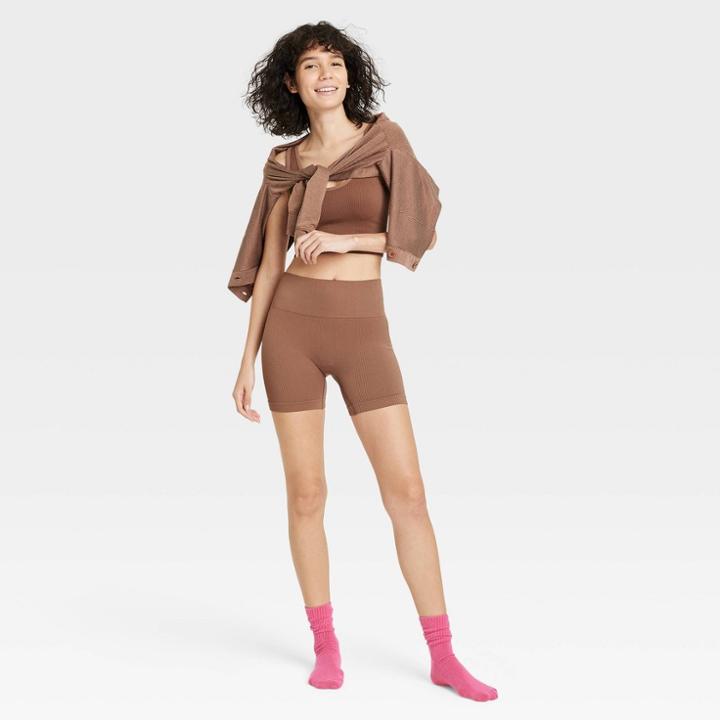 Women's Seamless Bike Shorts - Colsie Brown