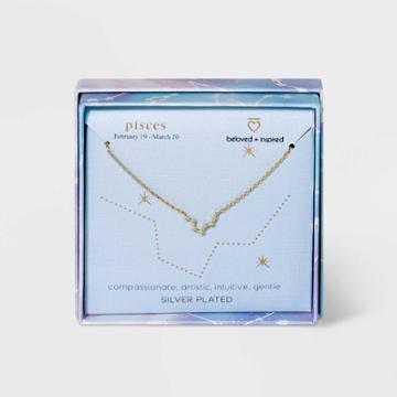 Beloved + Inspired Silver Plated Zodiac Sign Constellation Pendant Necklace - Pisces