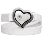 Women's Treasure Lockets Wrap Bracelet With Polished Heart Locket - White
