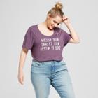 Women's Plus Size Short Sleeve Messy Bun, Target Run, Getting It Done Graphic T-shirt - Grayson Threads (juniors') Purple