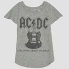 Junk Food Toddler Girls' Ac/dc Short Sleeve T-shirt - Gray