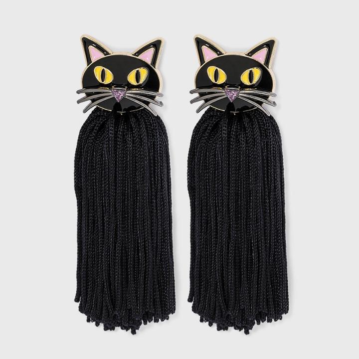 Sugarfix By Baublebar Black Cat Tassel Drop Earrings -