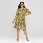 Women's Plus Size Floral Print Smocked Waist Dress - Who What Wear Yellow/black 2x, Yellow/black Floral