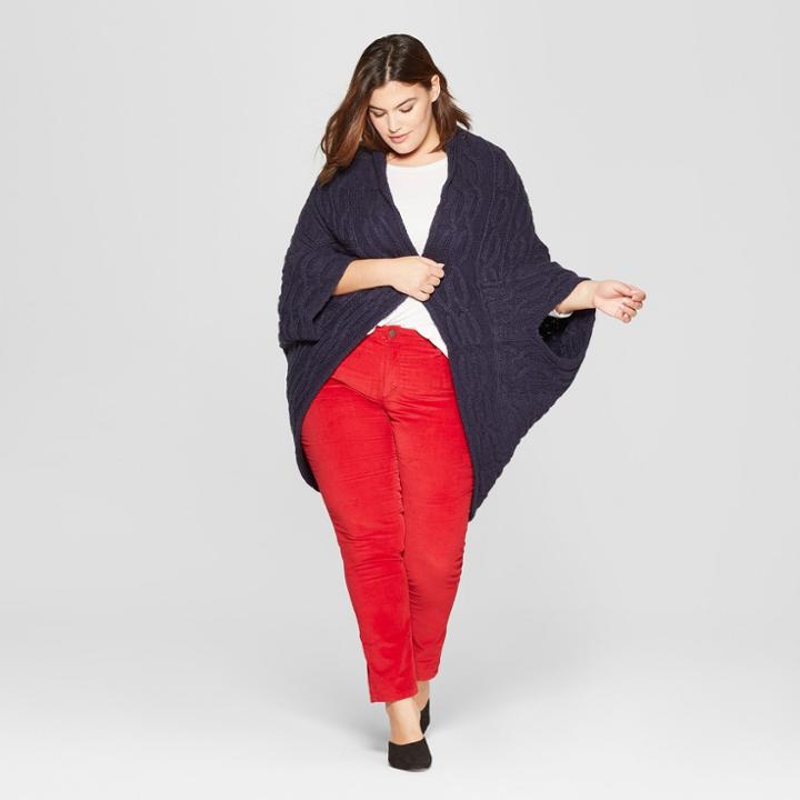 Women's Plus Size Long Sleeve Cocoon Open Layering - Universal Thread Navy (blue) X