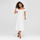 Women's Wrap Tie Bardot Midi Dress - Who What Wear White