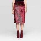 Women's Mid-rise Metallic Shine Midi Skirt - A New Day Burgundy