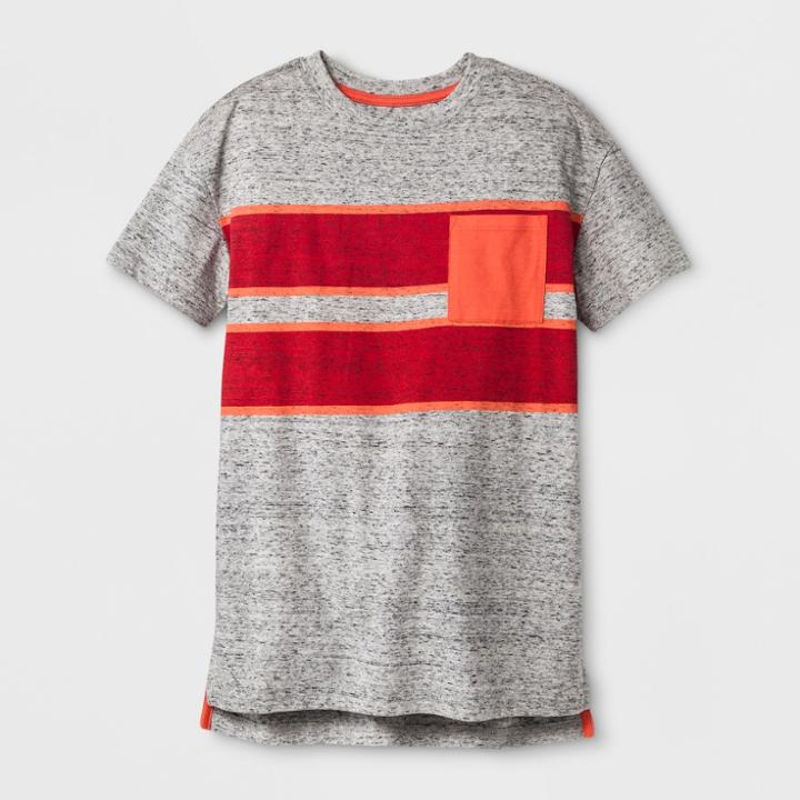 Boys' Short Sleeve Stripe T-shirt - Cat & Jack Red/orange