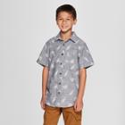 Petiteboys' Dinosaur Print Short Sleeve Button-down Shirt - Cat & Jack Charcoal Gray