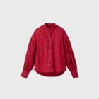 Women's Puff Long Sleeve Poplin Shirt - A New Day Pink