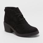 Women's Lucia Microsuede Lace-up Heeled Wide Width Ankle Booties - Universal Thread Black 6.5w,