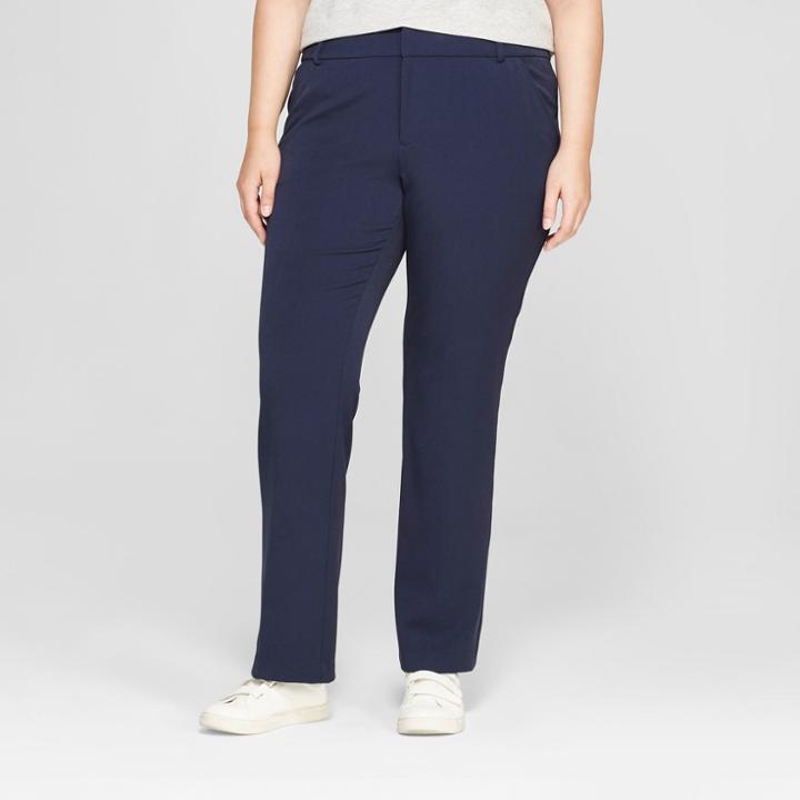 Women's Plus Size Bootcut Trouser Pants - Ava & Viv Navy (blue)