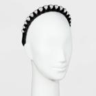 Velvet Wrapped Headband With Large Pearls - A New Day Black