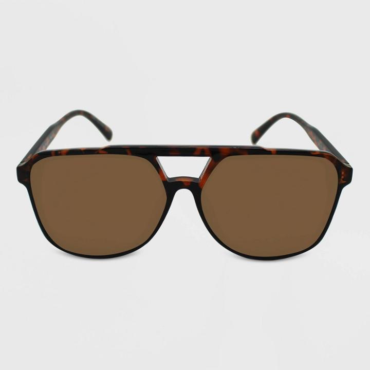 Women's Tortoise Shell Print Aviator Sunglasses - Wild Fable Brown