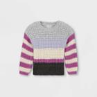 Toddler Girls' Striped Pullover Sweater - Cat & Jack Purple