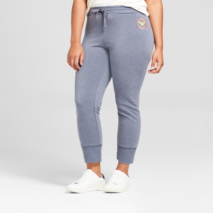 Warner Brothers Women's Plus Size Wonder Woman Graphic Jogger Pants (juniors') - Navy