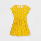Girls' Printed Short Sleeve Woven Dress - Cat & Jack Mustard Yellow